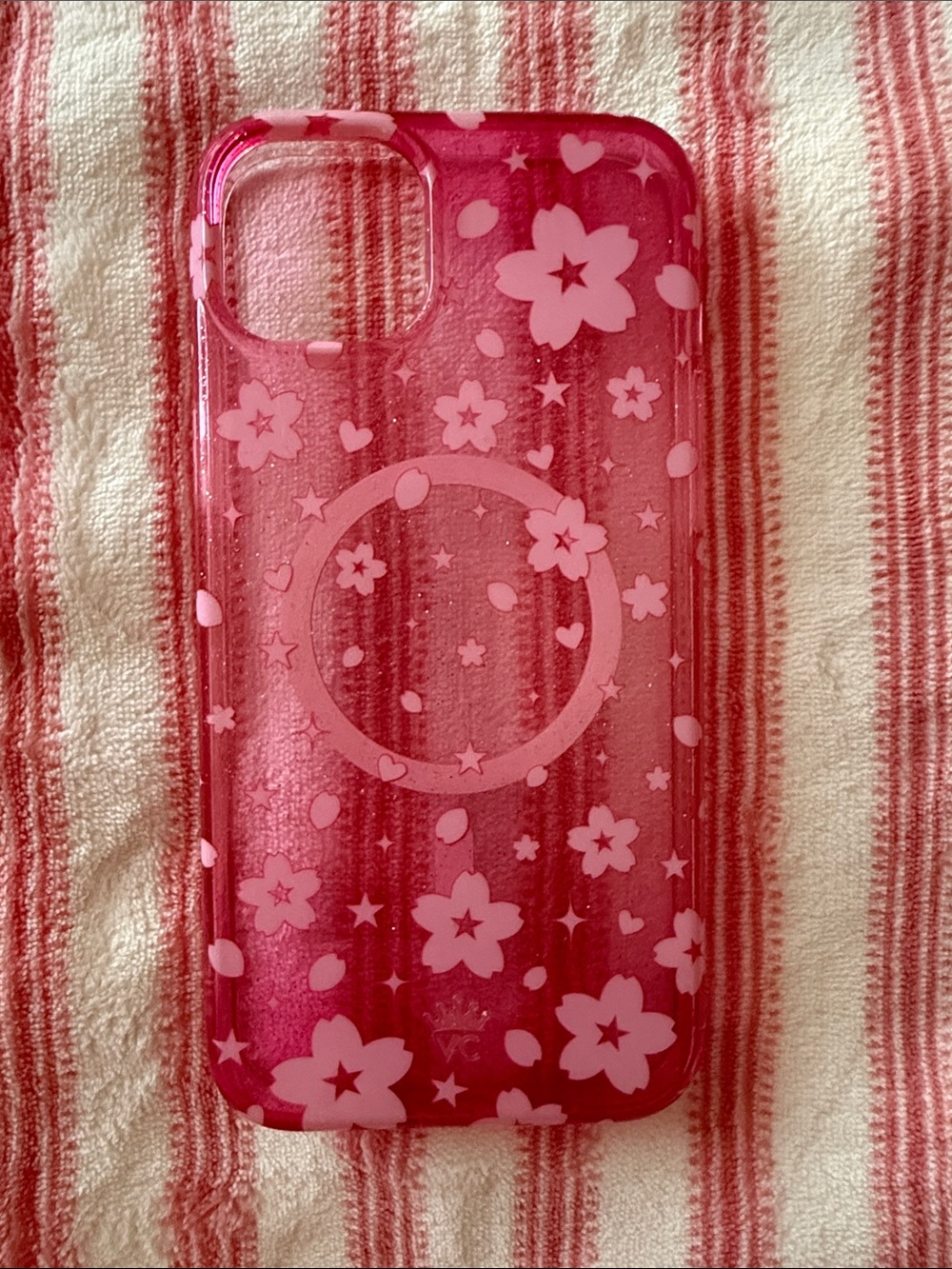Pink Floral Phone Case with Ring Grip